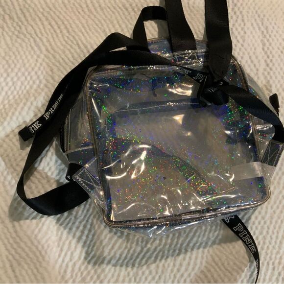 Victoria's Secret PINK Clear Mini Backpack with Dog Logo and Holographic Sparkle - Picture 5 of 5